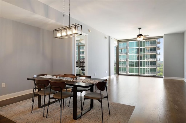 270 17th St NW Unit 2210, Atlanta, GA 30363 - dining area featuring healthy amount of natural light, floor to ceiling windows, baseboards, and ceiling fan