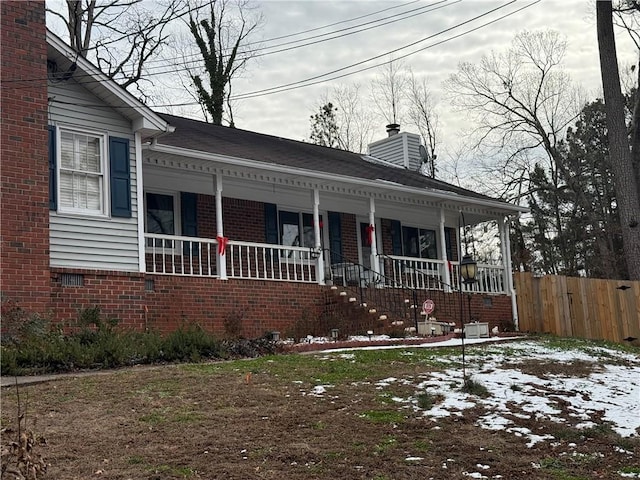 view of front of house featuring central AC and covered porch