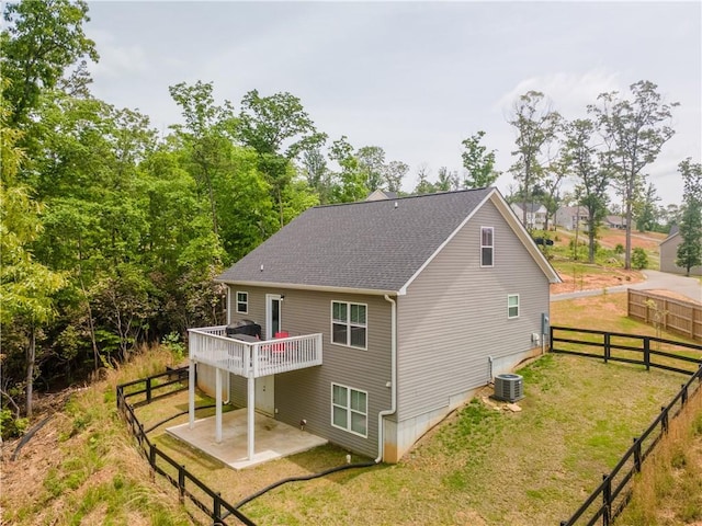 250 Silas Rd, Dahlonega, GA 30533 - rear view of house featuring cooling unit, a patio area, a deck, and a shingled roof