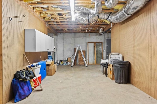 view of unfinished basement