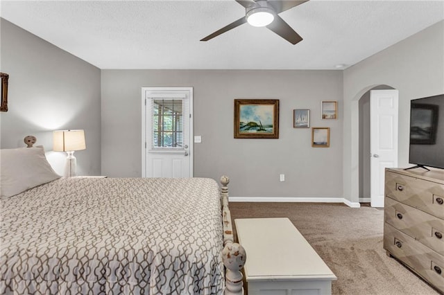 4481 Mclain Cir, Acworth, GA 30101 - bedroom with baseboards, arched walkways, carpet floors, and a textured ceiling