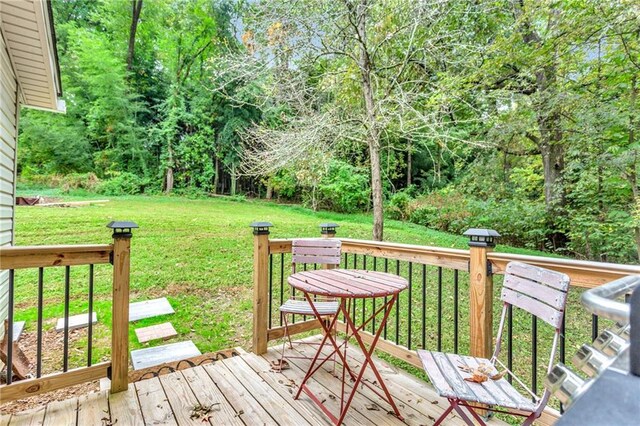 4481 Mclain Cir, Acworth, GA 30101 - wooden terrace with a lawn
