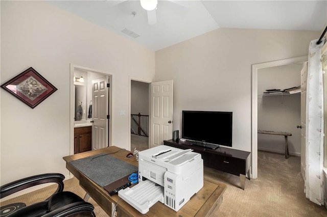 11271 Calypso Dr, Alpharetta, GA 30009 - office space featuring lofted ceiling, ceiling fan, and light carpet