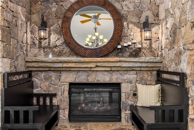 11271 Calypso Dr, Alpharetta, GA 30009 - detailed view of a glass covered fireplace and a chandelier