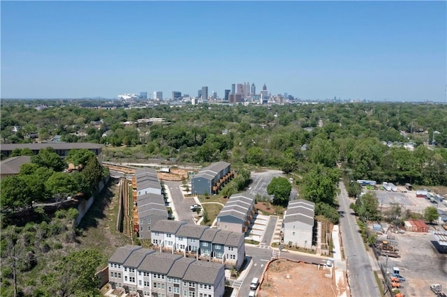 drone / aerial view with a city view