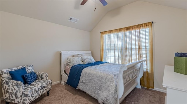 879 Tranquil Way, Hampton, GA 30228 - bedroom featuring carpet flooring, vaulted ceiling, and ceiling fan