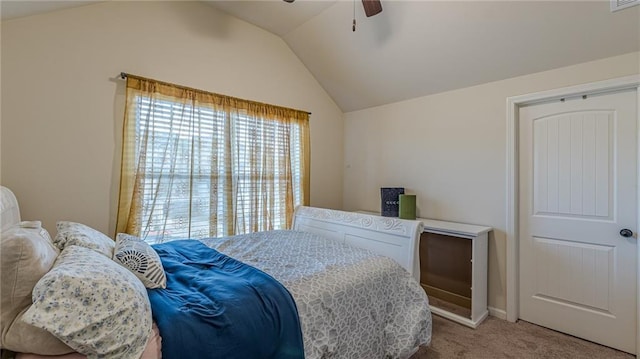 879 Tranquil Way, Hampton, GA 30228 - carpeted bedroom with vaulted ceiling and a ceiling fan