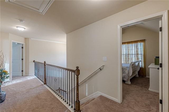 879 Tranquil Way, Hampton, GA 30228 - hallway featuring an upstairs landing and light carpet