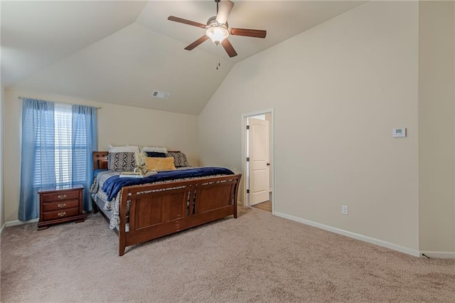 879 Tranquil Way, Hampton, GA 30228 - bedroom with vaulted ceiling, light colored carpet, and ceiling fan