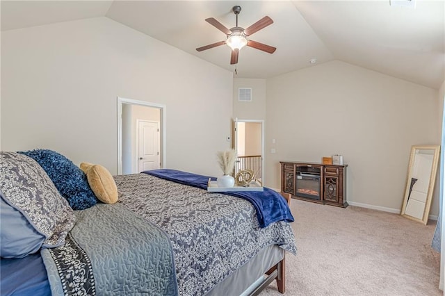 879 Tranquil Way, Hampton, GA 30228 - carpeted bedroom featuring vaulted ceiling and a ceiling fan