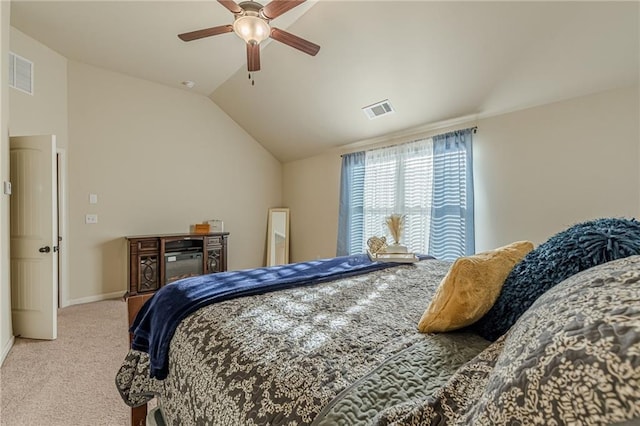 879 Tranquil Way, Hampton, GA 30228 - bedroom with lofted ceiling, carpet flooring, and a ceiling fan