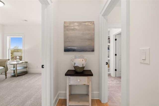 sitting room with carpet flooring