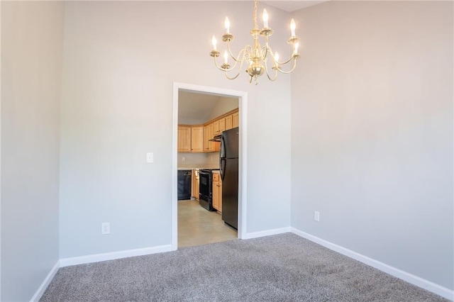 5033 Kens Ct, Stockbridge, GA 30281 - unfurnished dining area with a chandelier and light carpet