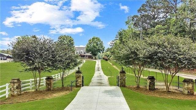 view of home's community with a yard