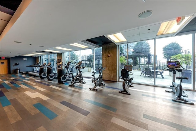 400 W Peachtree St NW Unit 3216, Atlanta, GA 30308 - exercise room with a wall of windows