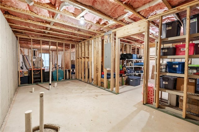 basement with electric panel