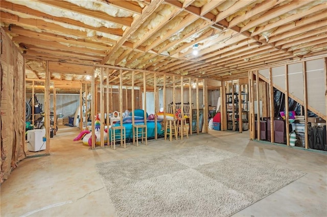 view of unfinished basement