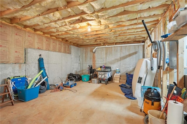view of unfinished basement