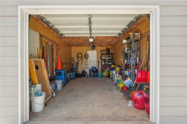 garage with a garage door opener