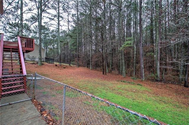 view of yard with a deck