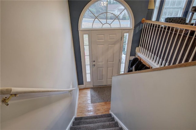 foyer entrance featuring hardwood / wood-style flooring