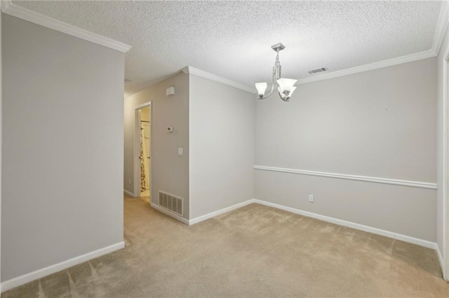 511 Barrington Hills Dr, Atlanta, GA 30350 - spare room with ornamental molding, a chandelier, light colored carpet, and a textured ceiling