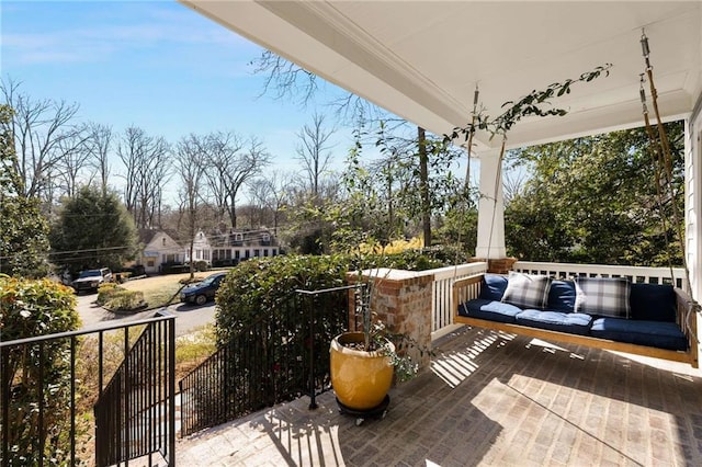 wooden deck with outdoor lounge area