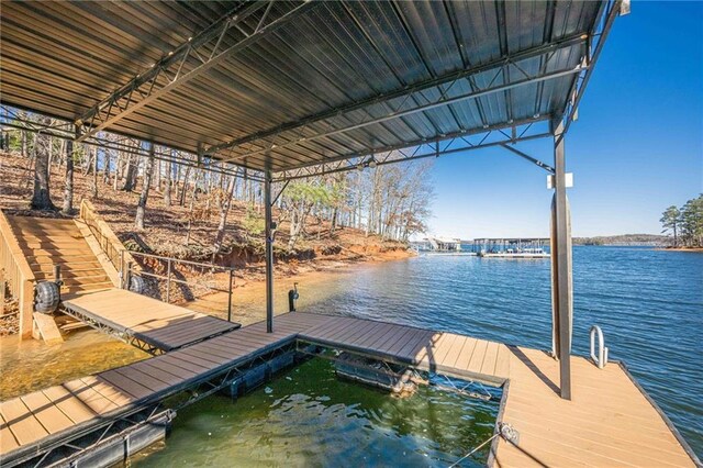 view of dock featuring a water view