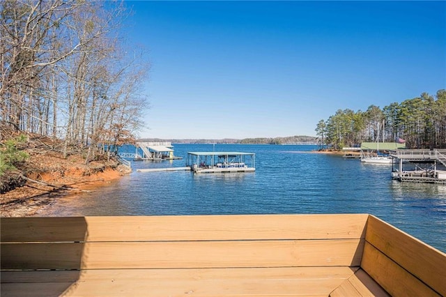 view of dock featuring a water view