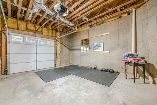 garage with a garage door opener