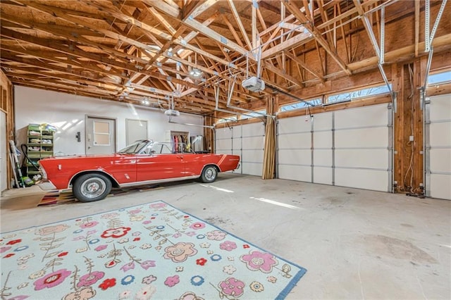 garage with a garage door opener