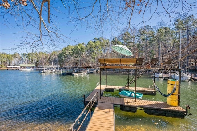 dock area featuring a water view