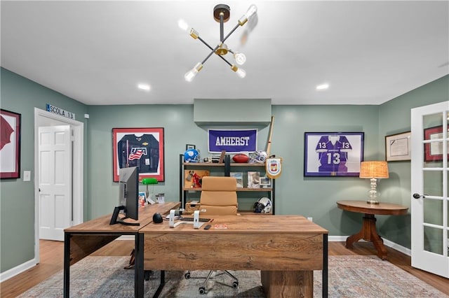 5545 Cross Gate Ct, Atlanta, GA 30327 - office area with baseboards, wood finished floors, and recessed lighting