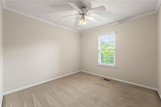 89 Cottonwood Loop, Dallas, GA 30132 - empty room featuring crown molding, light carpet, a ceiling fan, and a textured ceiling