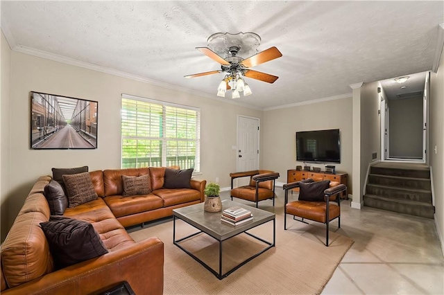 89 Cottonwood Loop, Dallas, GA 30132 - living area featuring crown molding and a ceiling fan