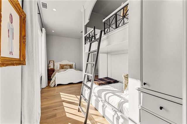 bedroom with light wood-type flooring