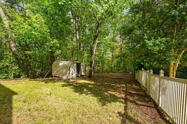 view of yard with a shed