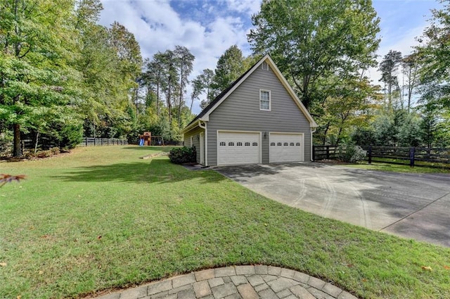 view of home's exterior with a yard