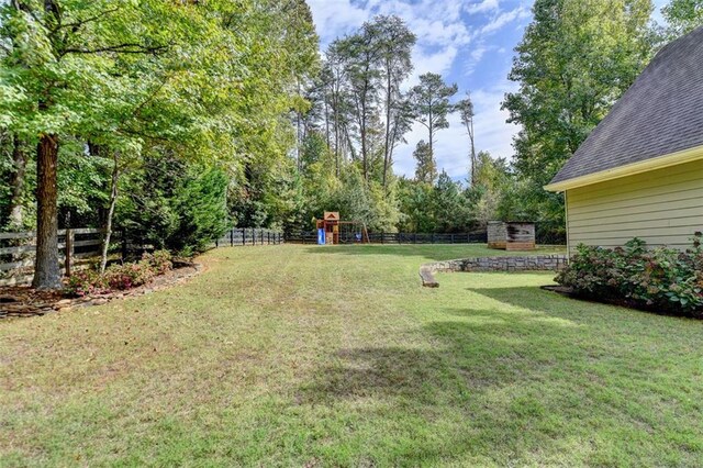 view of yard with a playground