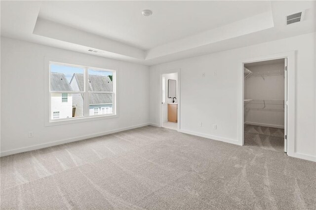170 Chandler Trce, Covington, GA 30016 - unfurnished bedroom featuring a tray ceiling, carpet flooring, baseboards, a spacious closet, and ensuite bath
