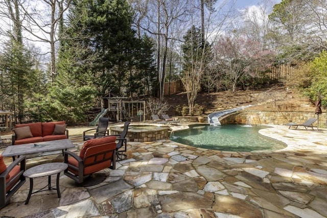 5284 Vernon Springs Trl, Sandy Springs, GA 30327 - view of patio featuring a pool with connected hot tub