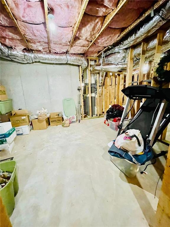 view of unfinished basement