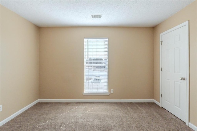 carpeted empty room featuring a wealth of natural light and a textured ceiling