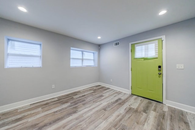 entryway with light wood-type flooring