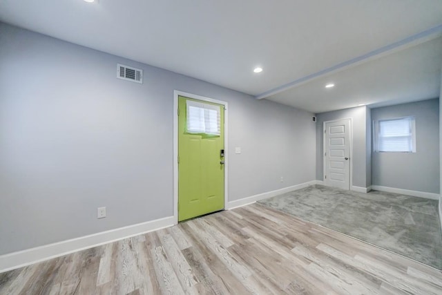 entrance foyer with light hardwood / wood-style floors