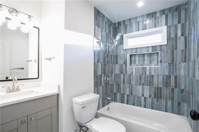 4605 Doss Cir, Powder Springs, GA 30127 - full bathroom featuring vanity, shower / bathing tub combination, and toilet