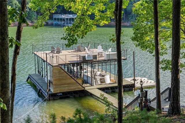 dock area featuring a water view