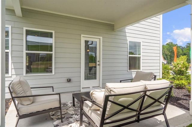view of patio featuring an outdoor hangout area