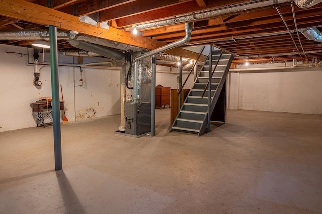 4370 Tradition Ter, Austell, GA 30106 - unfinished basement with stairs and heating unit
