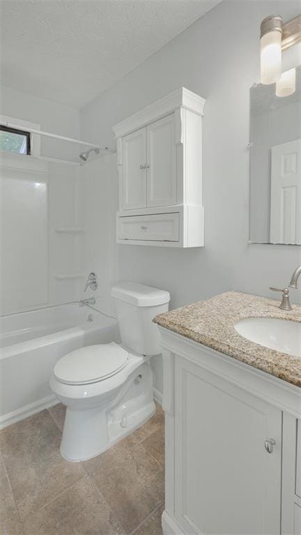 6964 Oakhill Cir, Austell, GA 30168 - bathroom with toilet, vanity, shower / tub combination, and a textured ceiling